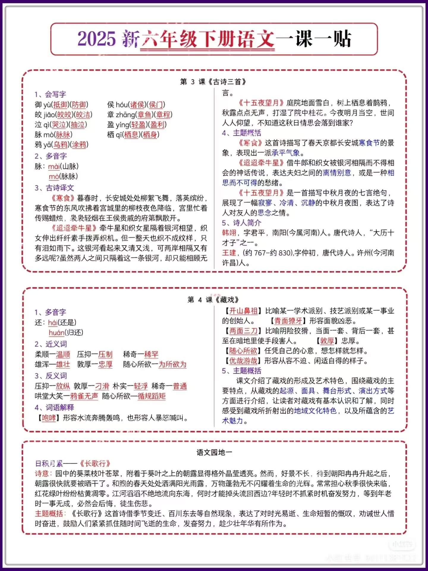 图片[2]燃梦学堂-中小学电子版资料下载：课件/试卷/教案/知识点全覆盖25新六年级下册语文《一课一贴》燃梦学堂-中小学电子版资料下载：课件/试卷/教案/知识点全覆盖燃梦学堂
